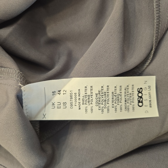 Asos Embroidered Floral Crepe Formal Party Maxi Dress Gray Womens Size 12 - Picture 11 of 12